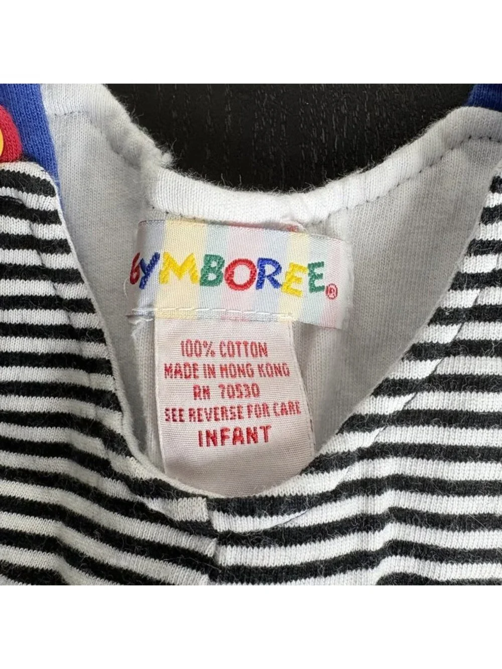 Vintage 90s GYMBOREE Infant Size Black/White Striped Baby Boy Romper Taxi Bus